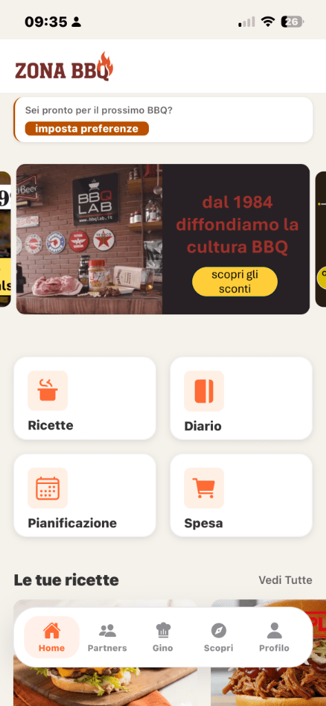 App BBQ ZonaBBQ — dashboard cotture e ricette barbecue
